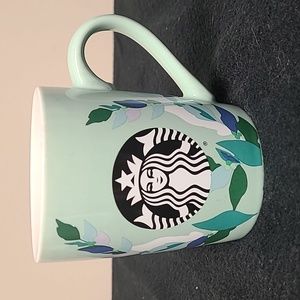 Starbucks Mint Green with Leaves Mermaid Logo Coffee Mug Tea Cup 10oz